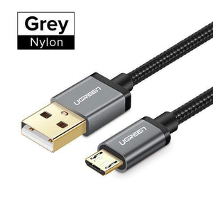 Oiko Store  Nylon Grey / 0.25m Ugreen Micro USB Cable 2.4A Nylon Fast Charge USB Data Cable for Samsung Xiaomi LG Tablet Android Mobile Phone USB Charging Cord