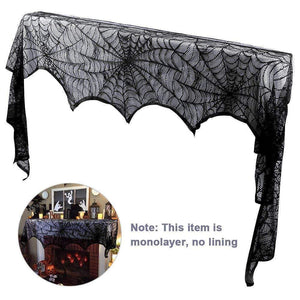 Oiko Store  Ourwarm White Black Halloween Lace Spiderweb Fireplace Mantle Scarf Door Window Hanging Horror Props Halloween Party Decoration