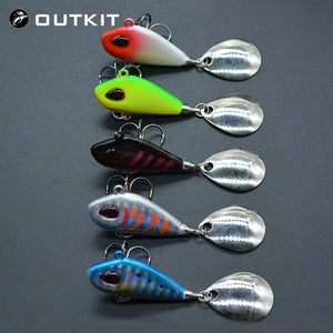 Oiko Store  OUTKIT New Metal Mini VIB With Spoon Fishing Lure 6g10g17g25g 2cm Fishing Tackle Pin Crankbait Vibration Spinner Sinking Bait