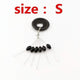 Oiko Store  oval  S 60 Pcs 10 Groups/Set Float Black Rubber Stopper Fishing Bobber Stopper Float Oval Bean Space Fishing Line Tackle Accessories