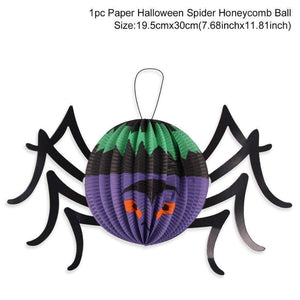 Oiko Store  Paper Lantern 3 QIFU Halloween Pumpkin Trick or Treat Curtain Halloween Decor Halloween 2019 Bat Spider Witch Pendant Haloween Party Accessories