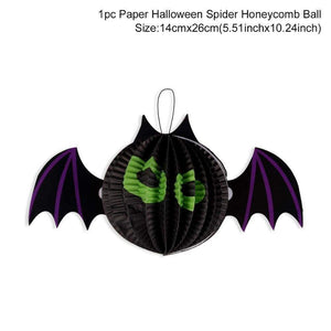 Oiko Store  Paper Lantern 4 QIFU Halloween Pumpkin Trick or Treat Curtain Halloween Decor Halloween 2019 Bat Spider Witch Pendant Haloween Party Accessories
