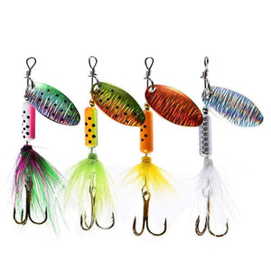 Oiko Store  Peche Spinner Fishing Lures Wobblers CrankBaits Jig Shone Metal Sequin Trout Spoon With Feather Hooks for Carp Fishing Pesca