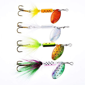 Oiko Store  Peche Spinner Fishing Lures Wobblers CrankBaits Jig Shone Metal Sequin Trout Spoon With Feather Hooks for Carp Fishing Pesca