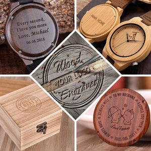 Personality Creative Design Logo MESSAGE Engraved Carved Customize ONLY Logo cost Laser Charge No Watch