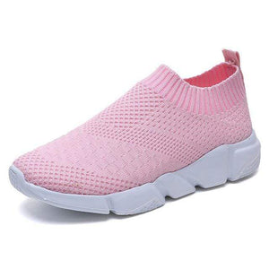 Women Shoes 2019 New Flyknit Sneakers Women Breathable Slip On Flat Shoes Soft Bottom White Sneakers Casual Women Flats Krasovki