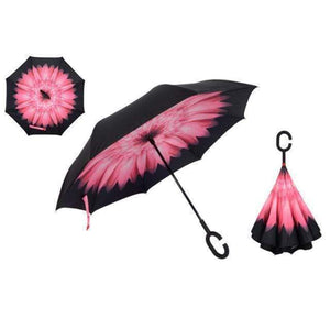 Oiko Store  Pink Daisy Reverse Folding Umbrella