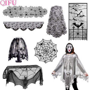 Oiko Store  QIFU Halloween Pumpkin Trick or Treat Curtain Halloween Decor Halloween 2019 Bat Spider Witch Pendant Haloween Party Accessories