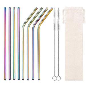2/4/8Pcs Colorful Reusable Drinking Straw High Quality 304 Stainless Steel Metal Straw with Cleaner Brush For Mugs 20/30oz