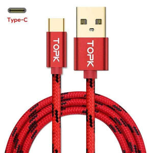 TOPK USB Type C Cable for Xiaomi Redmi Note 7 Mi 9 Fast Charging Data Sync USB C Cable for Samsung Galaxy S9 Oneplus 6t Type-C