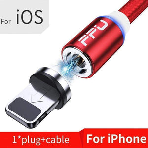 Oiko Store  Red iOS Cable / 1m FPU 3m Magnetic Micro USB Cable For iPhone Samsung Android Mobile Phone Fast Charging USB Type C Cable Magnet Charger Wire Cord
