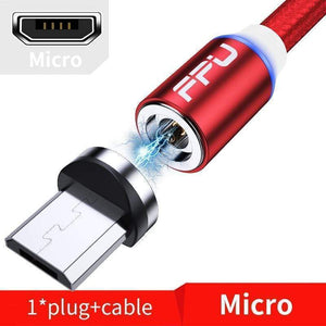 Oiko Store  Red Micro Cable / 1m FPU 3m Magnetic Micro USB Cable For iPhone Samsung Android Mobile Phone Fast Charging USB Type C Cable Magnet Charger Wire Cord
