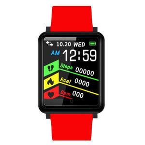 Oiko Store  Red XANES F1 1.44'' TFT Color Touch Screen IP67 Waterproof Smart Watch Blood Pressure Monitor Camera Remote Control Find Phone Function Fitness Sport Bracelet