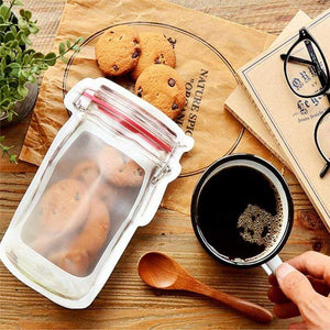 Reusable Mason Jar Bottles Bags Nuts Candy Cookies Bag Seal Fresh Food Storage Bag Snacks Zipper Sealed Kitchen Organizer