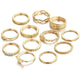Oiko Store  RJCS071 17KM 12 pc/set Charm Gold Color Midi Finger Ring