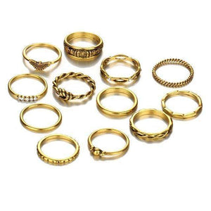 Oiko Store  RJCS41655 17KM 12 pc/set Charm Gold Color Midi Finger Ring