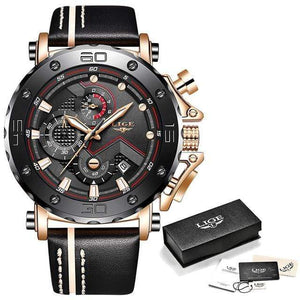 2019 New LIGE Mens Watches Top Brand Luxury Big Dial Military Quartz Watch Casual Leather Waterproof Sport Chronograph Watch Men