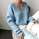Colorfaith New 2019 Autumn Winter Women's Sweaters V-Neck Minimalist Tops Fashionable Irregular Hem Knitting Casual Solid SW8112
