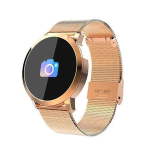 Oiko Store  Smartwatch Gold steel strap Rundoing Q8 Smart Watch OLED Color Screen Fashion Smartwatch Fitness Tracker Heart Rate monitor