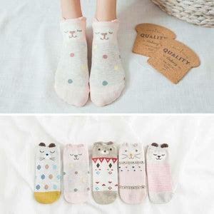 5Pairs/Lot Summer Korea socks women Cartoon Cat Fox mouse Socks Cute Animal Funny Ankle Socks Cotton invisible socks Dropship