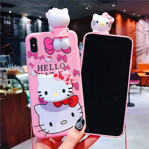 Soft Silicone Pink Doll Back Cover For coque iphone 11 11pro 11pro max lovely Hello Kitty Phone Case For iphone X XS MAX