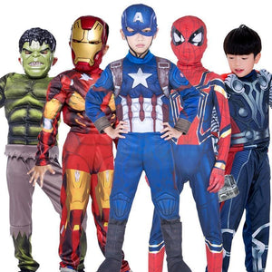 Oiko Store  Spiderman Superman Iron Man Cosplay Costume for Boys Carnival Halloween Costume for Kids Star Wars Deadpool Thor Ant man Panther