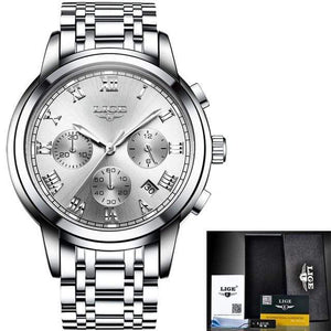 LIGE Men Watches Top Luxury Brand Full Steel Waterproof Sport Quartz Watch Men Fashion Date Clock Chronograph Relogio Masculino