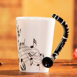 Creative Music Violin Style Guitar Ceramic Mug Coffee Tea Milk Stave Cups with Handle Coffee Mug Novelty Gifts