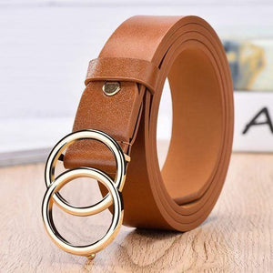 NO.ONEPAUL female deduction side gold buckle jeans wild belts for women fashion students simple New Circle Pin Buckles Belt