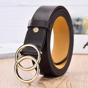 NO.ONEPAUL female deduction side gold buckle jeans wild belts for women fashion students simple New Circle Pin Buckles Belt