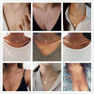 Oiko Store  Tiny Heart Necklace for Women SHORT Chain Heart star Pendant Necklace Gift Ethnic Bohemian Choker Necklace drop shipping A64
