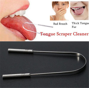 Tongue Scraper Cleaner Fresh Breath Cleaning Coated Tongue Toothbrush Dental Oral Hygiene Care Tools Stainless Steel