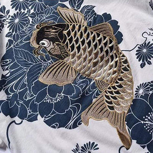 Tshirt Hot Sale T Shirt Men Quality Goods Embroidery With Short Carp Tattoo Short-sleeved O-neck Cotton Casual 2019 New Arrival