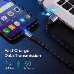 Oiko Store  Ugreen Micro USB Cable 2.4A Nylon Fast Charge USB Data Cable for Samsung Xiaomi LG Tablet Android Mobile Phone USB Charging Cord