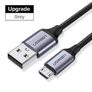 Oiko Store  Upgrade Grey / 0.25m Ugreen Micro USB Cable 2.4A Nylon Fast Charge USB Data Cable for Samsung Xiaomi LG Tablet Android Mobile Phone USB Charging Cord