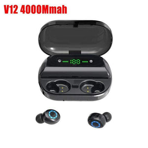 V11 TWS 5.0 Bluetooth Headphones 9D Stereo Wireless earphones IPX7 Waterproof headsets Sport earburd 4000mAh case Power Bank V12