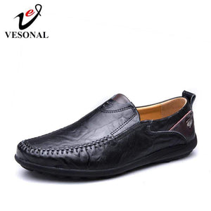 VESONAL 2020 Summer Genuine Leather slip-on Men Shoes Loafers Male Moccasins Flats Soft Breathable Casual Boat Driver Driving