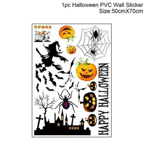 Oiko Store  Wall sticker 3 QIFU Halloween Pumpkin Trick or Treat Curtain Halloween Decor Halloween 2019 Bat Spider Witch Pendant Haloween Party Accessories