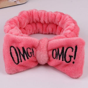2019 New OMG Letter Coral Fleece Wash Face Bow Hairbands For Women Girls Headbands Headwear Hair Bands Turban Hair Accessories