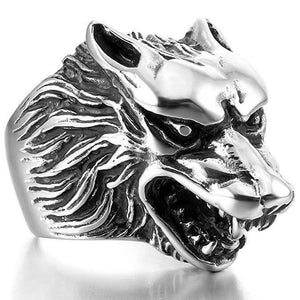 Free Fan Vintage Punk Lion Animal Ring Men Hip Hop Goat Eagle Antique Silver Male Ring Goth Jewelry Anillo Hombre 2019