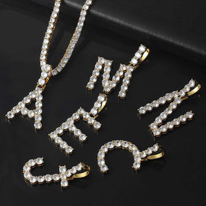 Women Men Rock hip hop bling jewelry iced out cz Alphabet pendant personalized Name CZ tennis chain Initial Necklace
