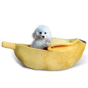 Oiko Store  Yellow / For 5.5-11 lbs Banana Cat Bed House Cozy Cute Banana Puppy Cushion Kennel Warm Portable Pet Basket Supplies Mat Beds for Cats & Kittens