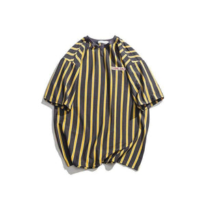 Dark Icon Vertical Stripe Oversized Men's Tshirts Short Sleeve 2019 Summer New Korean Style Loose T-shirt Men Male Tee Cotton