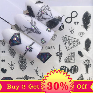 YWZLE 28 Designs Nail Sticker Set Black Dreamcather Feather Decal Water Transfer Slider For Nails Art Decor