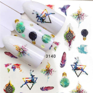 YWK 1 PC Halloween Nail Sticker Water Self Adhesive Nail Art Tattoo Big Lips/palms Decals for DIY Decor Wraps