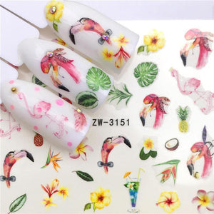 YWK 1 Sheet Maple / Feather / Flower Water Transfer Nail Sticker Decals Beauty Decoration Designs DIY Color Tattoo Tip