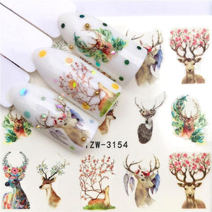 YWK 1 Sheet Maple / Feather / Flower Water Transfer Nail Sticker Decals Beauty Decoration Designs DIY Color Tattoo Tip