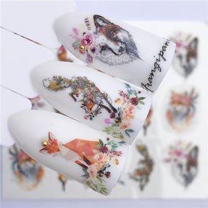 Oiko Store  YZWLE Flower Series  Nail Art Water Transfer Stickers Full Wraps Deer/Lavender Nail Tips DIY