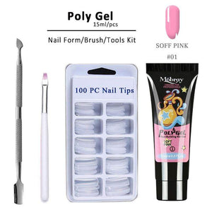 4pcs/kit Poly Gel Set LED Clear UV Gel Varnish Nail Polish Art Kit Quick Building For Nails Extensions Hard Gel Polygel Nail Kit