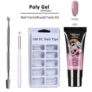 4pcs/kit Poly Gel Set LED Clear UV Gel Varnish Nail Polish Art Kit Quick Building For Nails Extensions Hard Gel Polygel Nail Kit